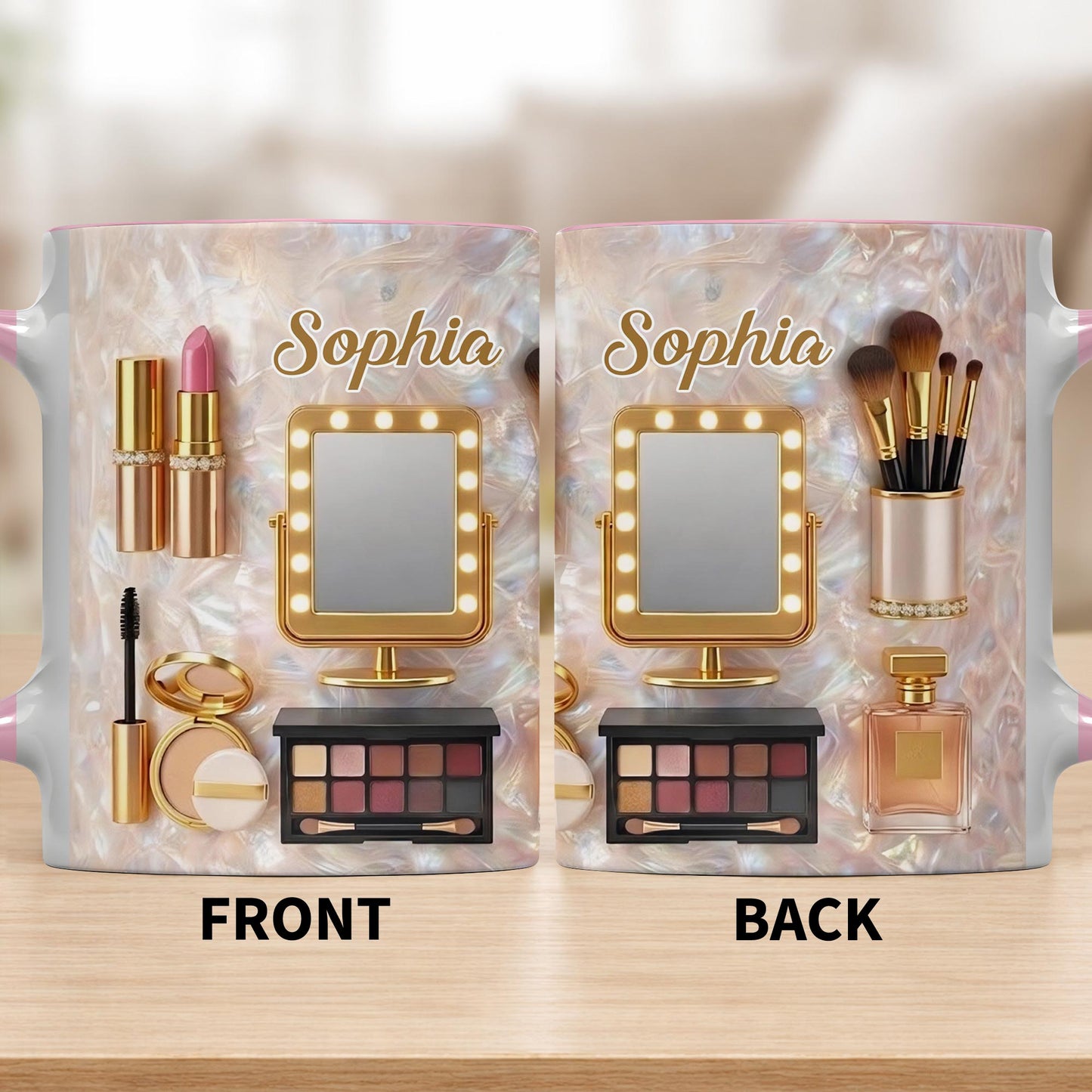 Chasing Dreams And Highlighting Themes Makeup Kit Mirror And Lipstick - Personalized Custom Accent Mug - HOB170_AMUG