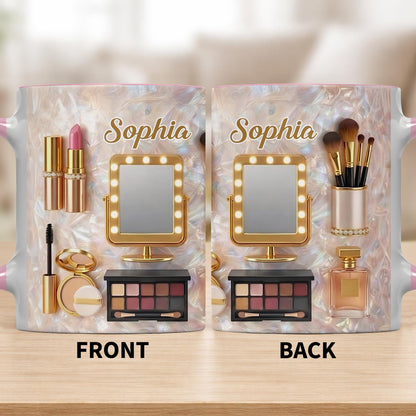 Chasing Dreams And Highlighting Themes Makeup Kit Mirror And Lipstick - Personalized Custom Accent Mug - HOB170_AMUG