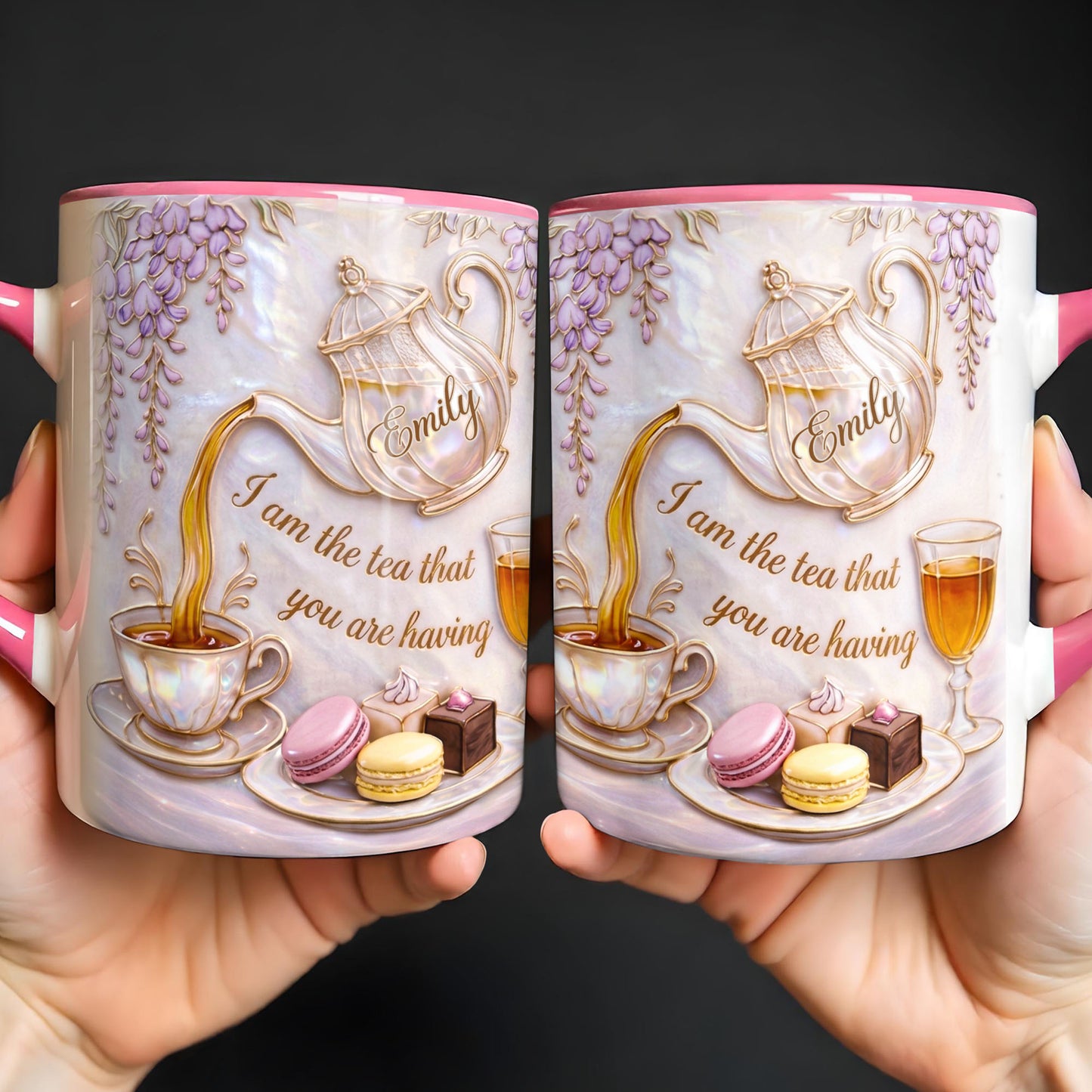 I Am The Tea That You Are Having Teapot And Macarons - Personalized Custom Accent Mug - HOB171_AMUG