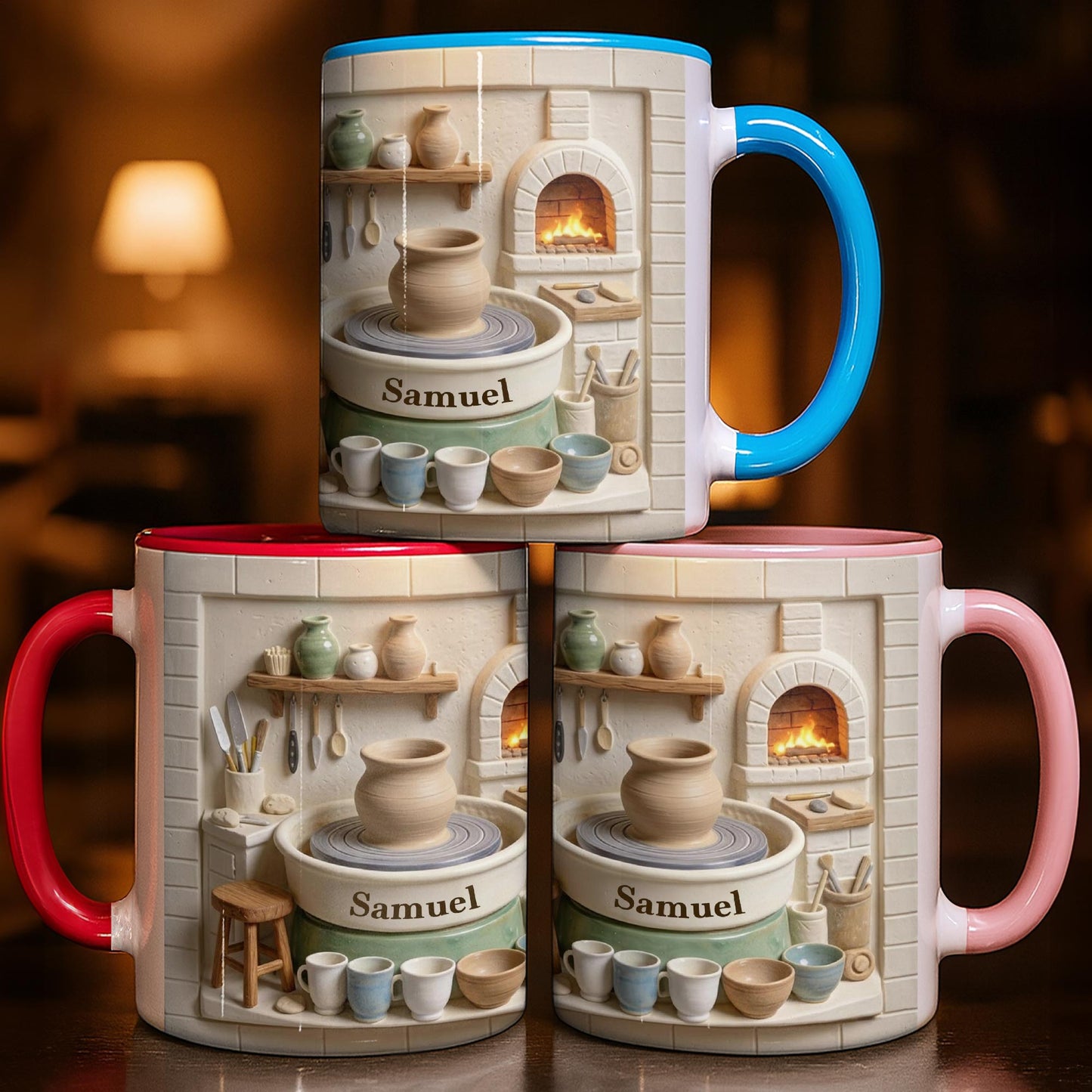 Pottery Is My Therapy With 3D Ceramic Studio And Pottery Wheel - Personalized Custom Accent Mug - HOB174_AMUG