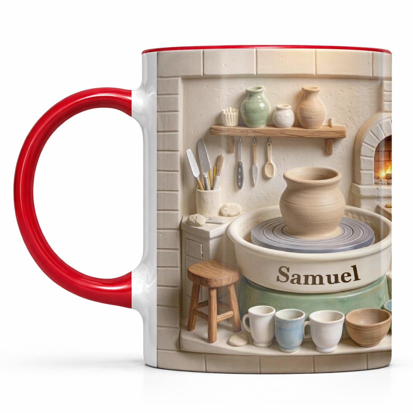 Pottery Is My Therapy With 3D Ceramic Studio And Pottery Wheel - Personalized Custom Accent Mug - HOB174_AMUG