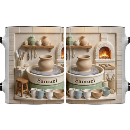 Pottery Is My Therapy With 3D Ceramic Studio And Pottery Wheel - Personalized Custom Accent Mug - HOB174_AMUG