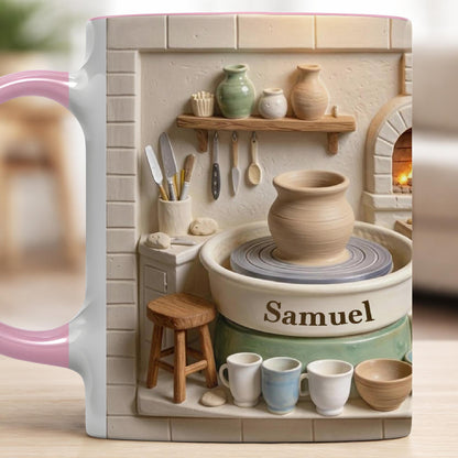 Pottery Is My Therapy With 3D Ceramic Studio And Pottery Wheel - Personalized Custom Accent Mug - HOB174_AMUG