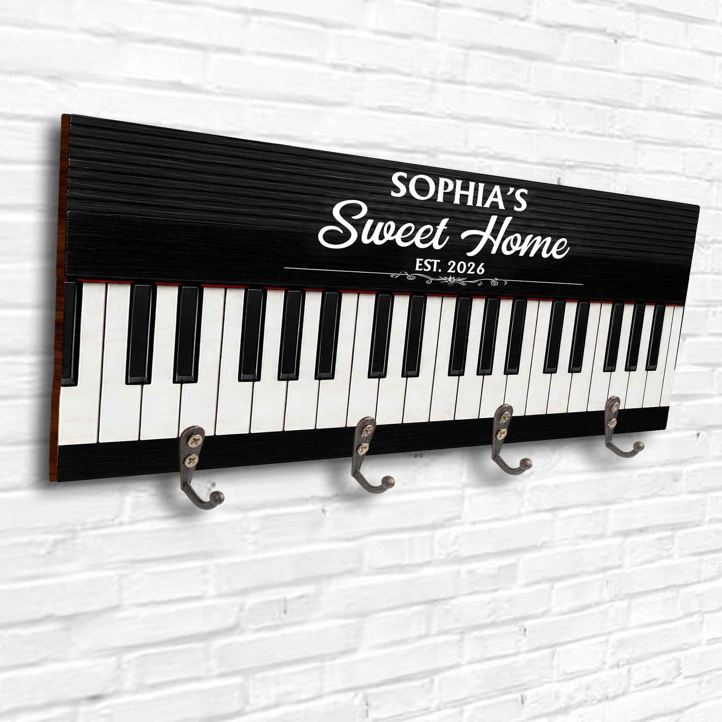 Sweet Home Piano Keys Musical Instrument Decor - Personalized Key Holder - HOB234_KHO