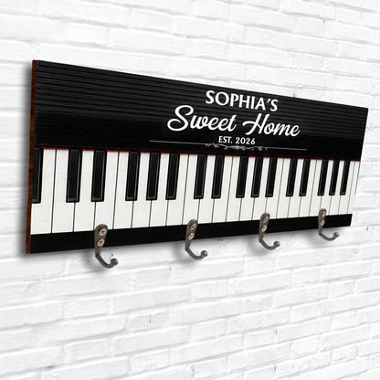 Sweet Home Piano Keys Musical Instrument Decor - Personalized Key Holder - HOB234_KHO