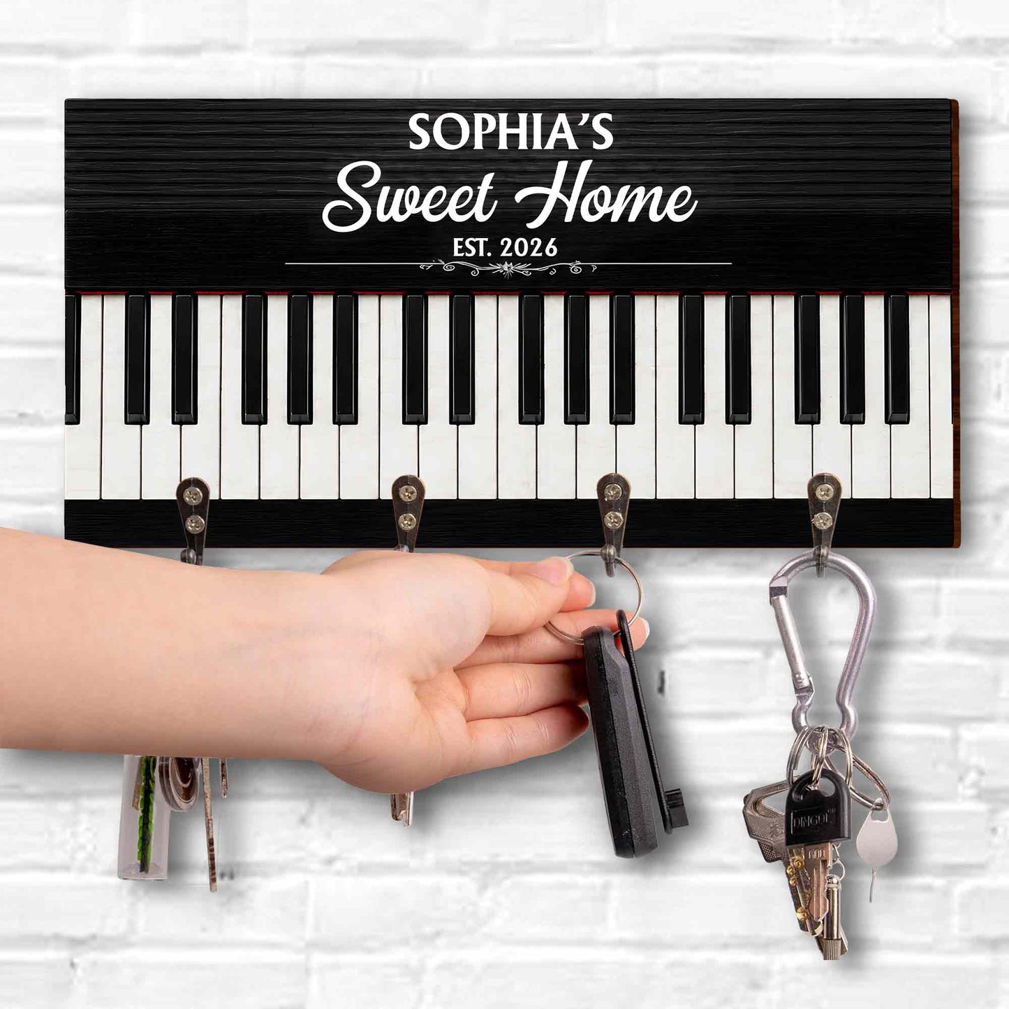Sweet Home Piano Keys Musical Instrument Decor - Personalized Key Holder - HOB234_KHO