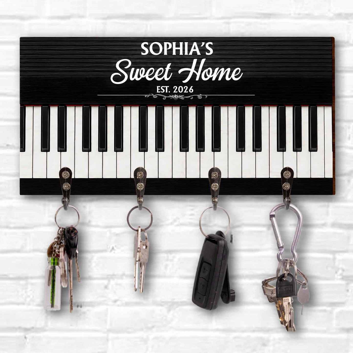 Sweet Home Piano Keys Musical Instrument Decor - Personalized Key Holder - HOB234_KHO