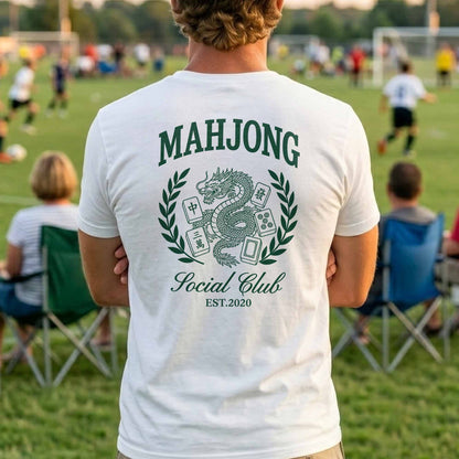 Mahjong Social Club Dragon And Tiles Custom T-Shirt - Personalized Custom T-Shirt Font and Back - HOB251_WFBAS