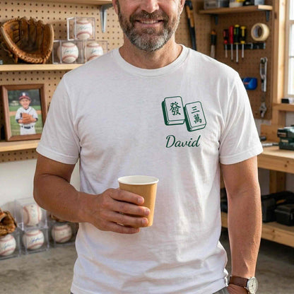 Mahjong Social Club Dragon And Tiles Custom T-Shirt - Personalized Custom T-Shirt Font and Back - HOB251_WFBAS