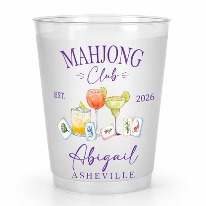 Mahjong Club With Cocktails And Game Tiles Design - Personalized Frosted Cups - HOB264_FCUP