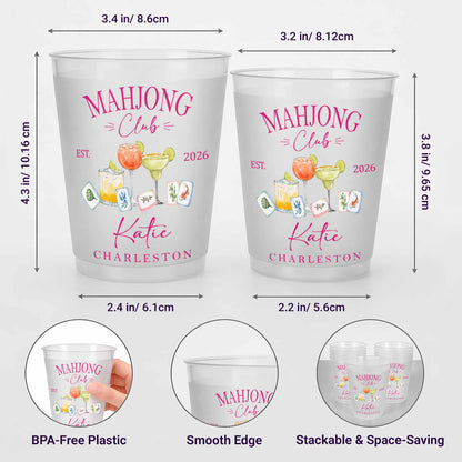 Mahjong Club With Cocktails And Game Tiles Design - Personalized Frosted Cups - HOB264_FCUP