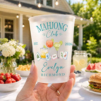 Mahjong Club With Cocktails And Game Tiles Design - Personalized Frosted Cups - HOB264_FCUP