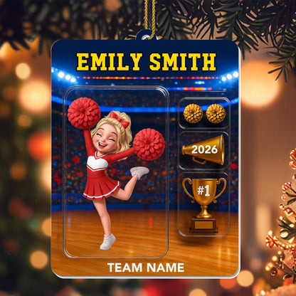 Number One Cheerleader With Megaphone And Trophy - Personalized Custom Acrylic Ornament, Christmas Gift - HOB404_ACO