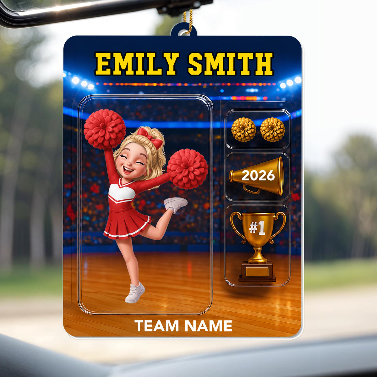 Number One Cheerleader With Megaphone And Trophy - Personalized Custom Acrylic Ornament, Christmas Gift - HOB404_ACO