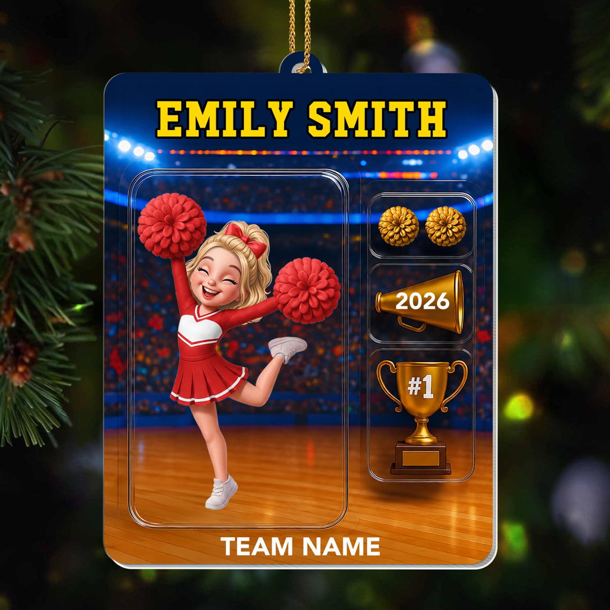 Number One Cheerleader With Megaphone And Trophy - Personalized Custom Acrylic Ornament, Christmas Gift - HOB404_ACO