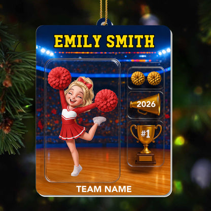 Number One Cheerleader With Megaphone And Trophy - Personalized Custom Acrylic Ornament, Christmas Gift - HOB404_ACO