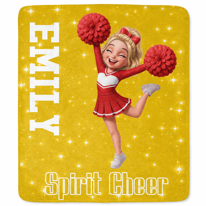 Pink Panthers Custom Cheerleader Art With Pom Poms - Personalized Custom Blanket - HOB405_BLK