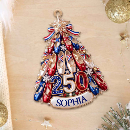 A Passion For Dance Shines Bright With Ballet Shoes And Star - Personalized Custom Wood Ornament, Custom Shaped - HOB446_WDO