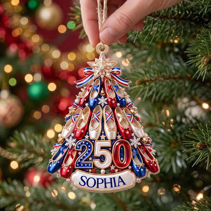 A Passion For Dance Shines Bright With Ballet Shoes And Star - Personalized Custom Wood Ornament, Custom Shaped - HOB446_WDO