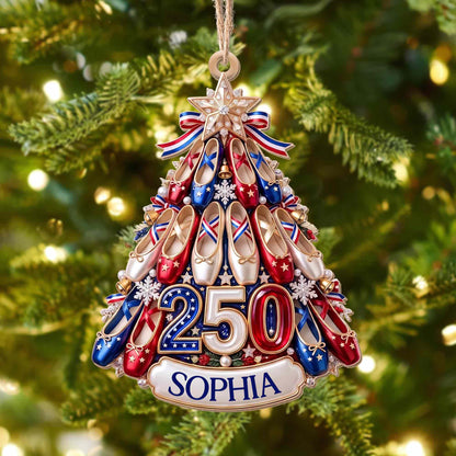 A Passion For Dance Shines Bright With Ballet Shoes And Star - Personalized Custom Wood Ornament, Custom Shaped - HOB446_WDO