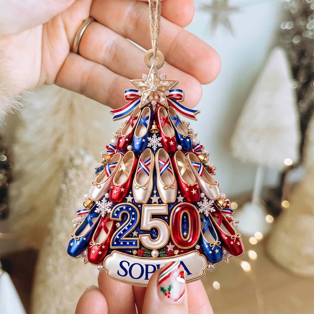 A Passion For Dance Shines Bright With Ballet Shoes And Star - Personalized Custom Wood Ornament, Custom Shaped - HOB446_WDO