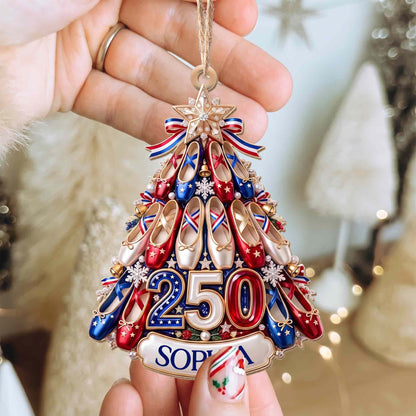 A Passion For Dance Shines Bright With Ballet Shoes And Star - Personalized Custom Wood Ornament, Custom Shaped - HOB446_WDO