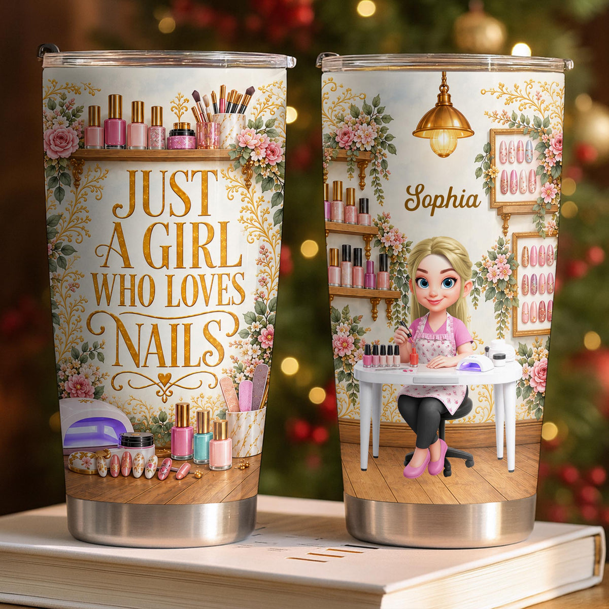 Just A Girl Who Loves Nails Floral Manicure Artist - Personalized Custom Stainless Steel Tumbler 20oz - HOB495_USTUM