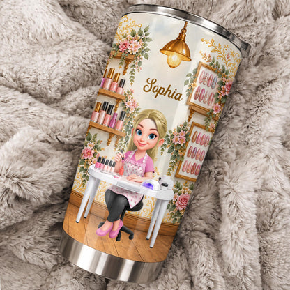 Just A Girl Who Loves Nails Floral Manicure Artist - Personalized Custom Stainless Steel Tumbler 20oz - HOB495_USTUM