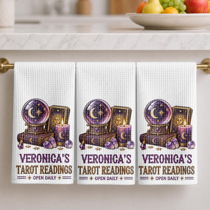 Tarot Readings Open Daily, Mystic Crystal Ball And Tarot Cards - Personalized Kitchen Towel - HOB644_TOWL