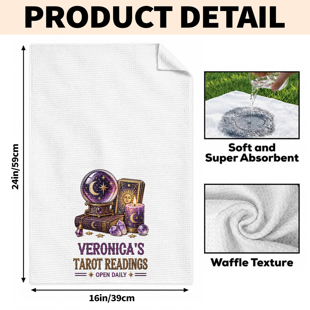 Tarot Readings Open Daily, Mystic Crystal Ball And Tarot Cards - Personalized Kitchen Towel - HOB644_TOWL