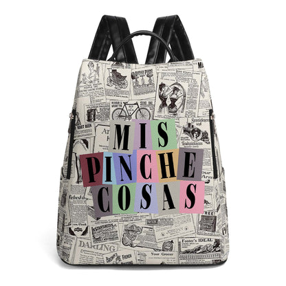 Mis Pinche Cosas - Personalized Custom Leather BackPack - HS001_BP