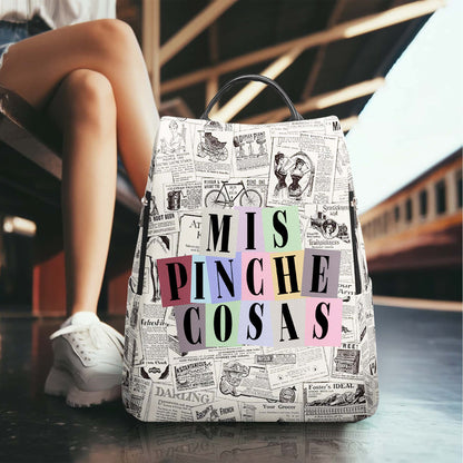 Mis Pinche Cosas - Personalized Custom Leather BackPack - HS001_BP