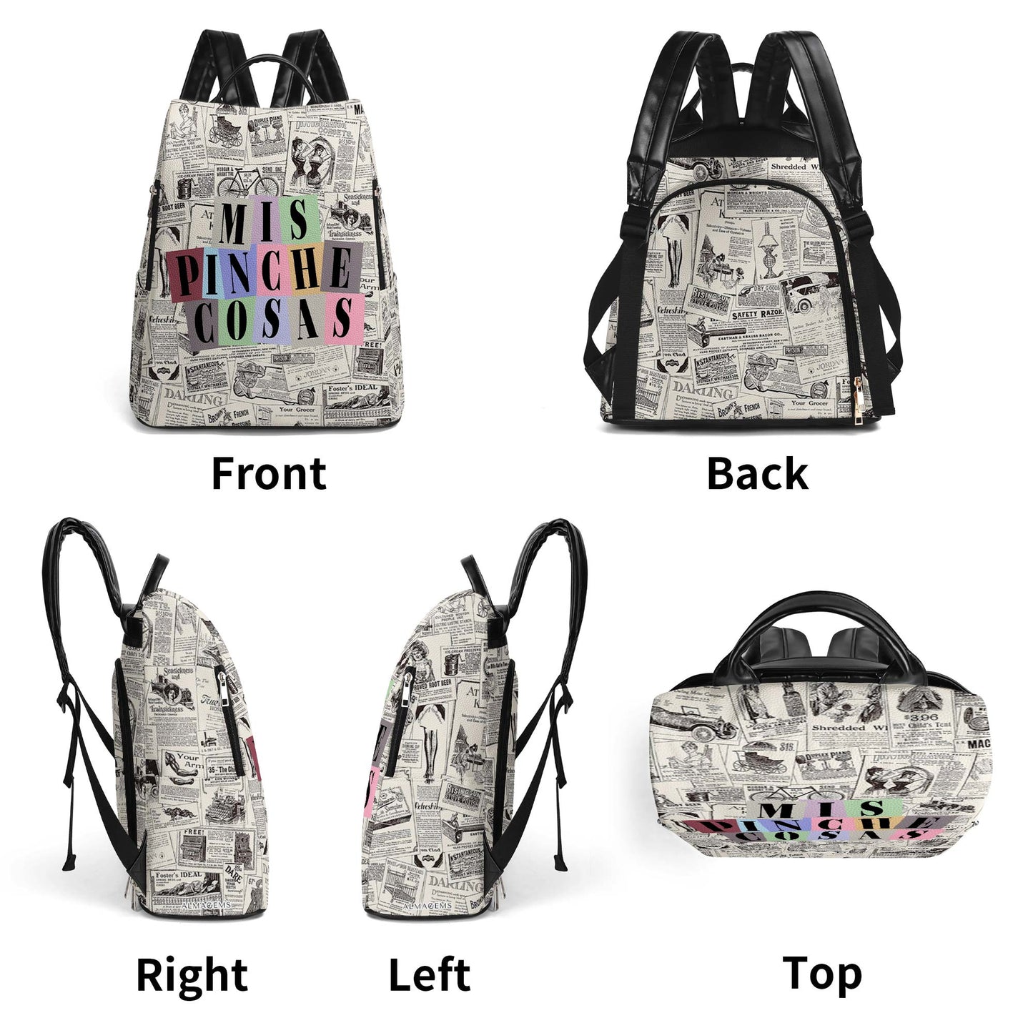Mis Pinche Cosas - Personalized Custom Leather BackPack - HS001_BP