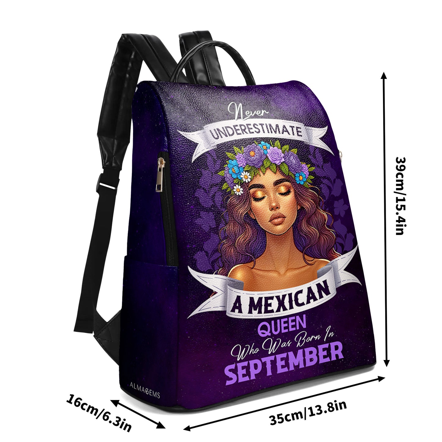 Ne sous-estimez jamais une reine hispanique - Sac à dos en cuir personnalisé - HS063_BP