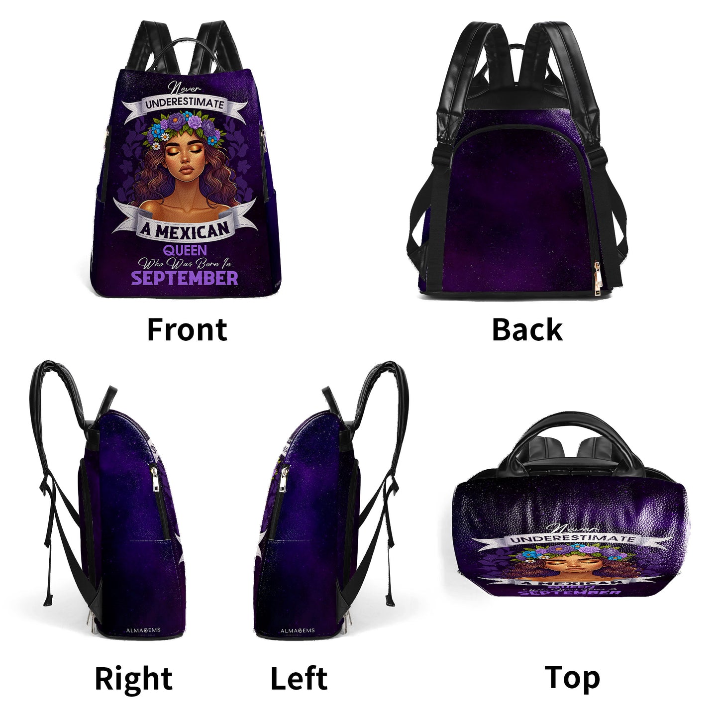 Ne sous-estimez jamais une reine hispanique - Sac à dos en cuir personnalisé - HS063_BP