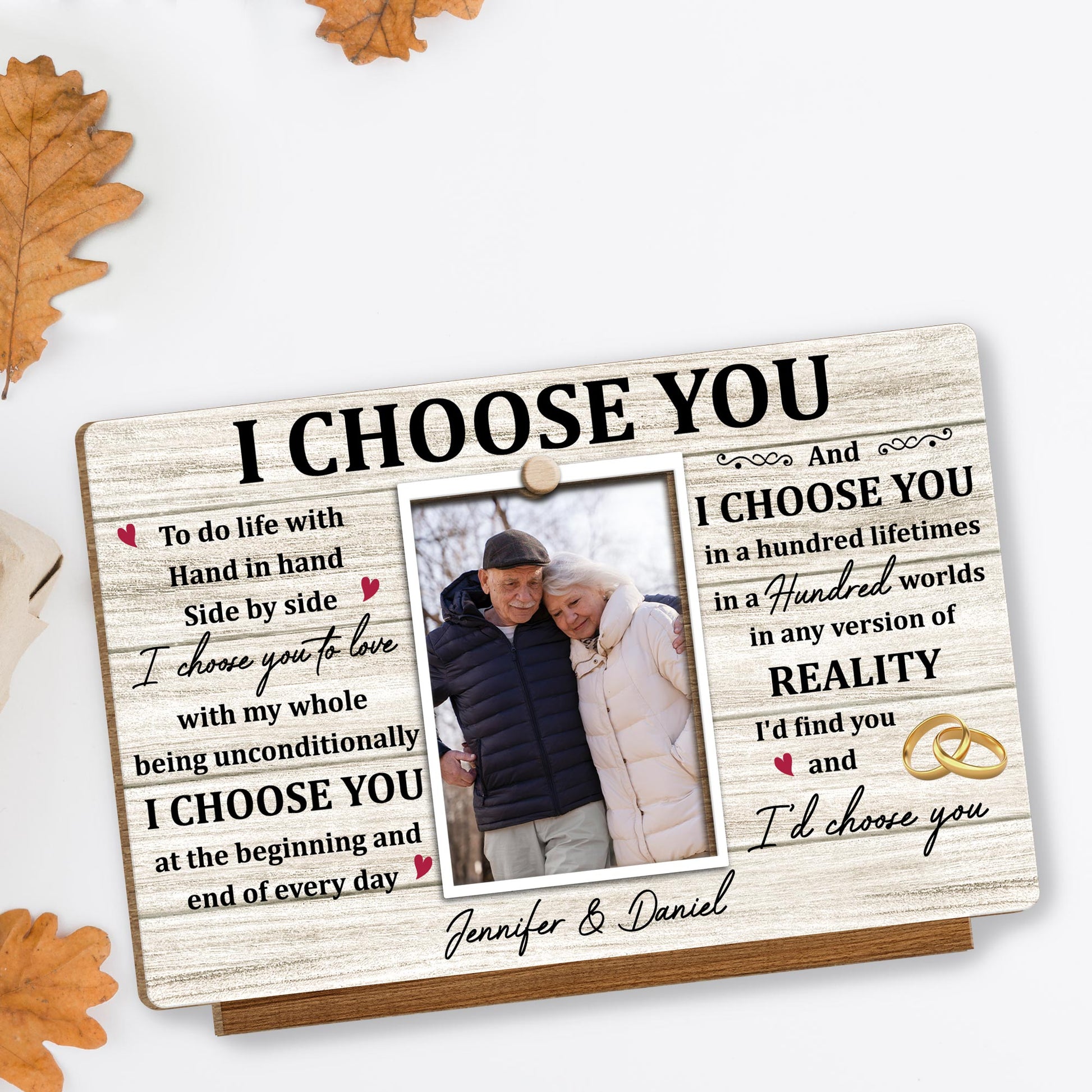 I Choose You, To do life with Hand in hand Side by side, Wedding Rings and Hearts