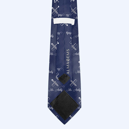 Trust Me I'm A Teacher Tie With Chalkboards And Apples