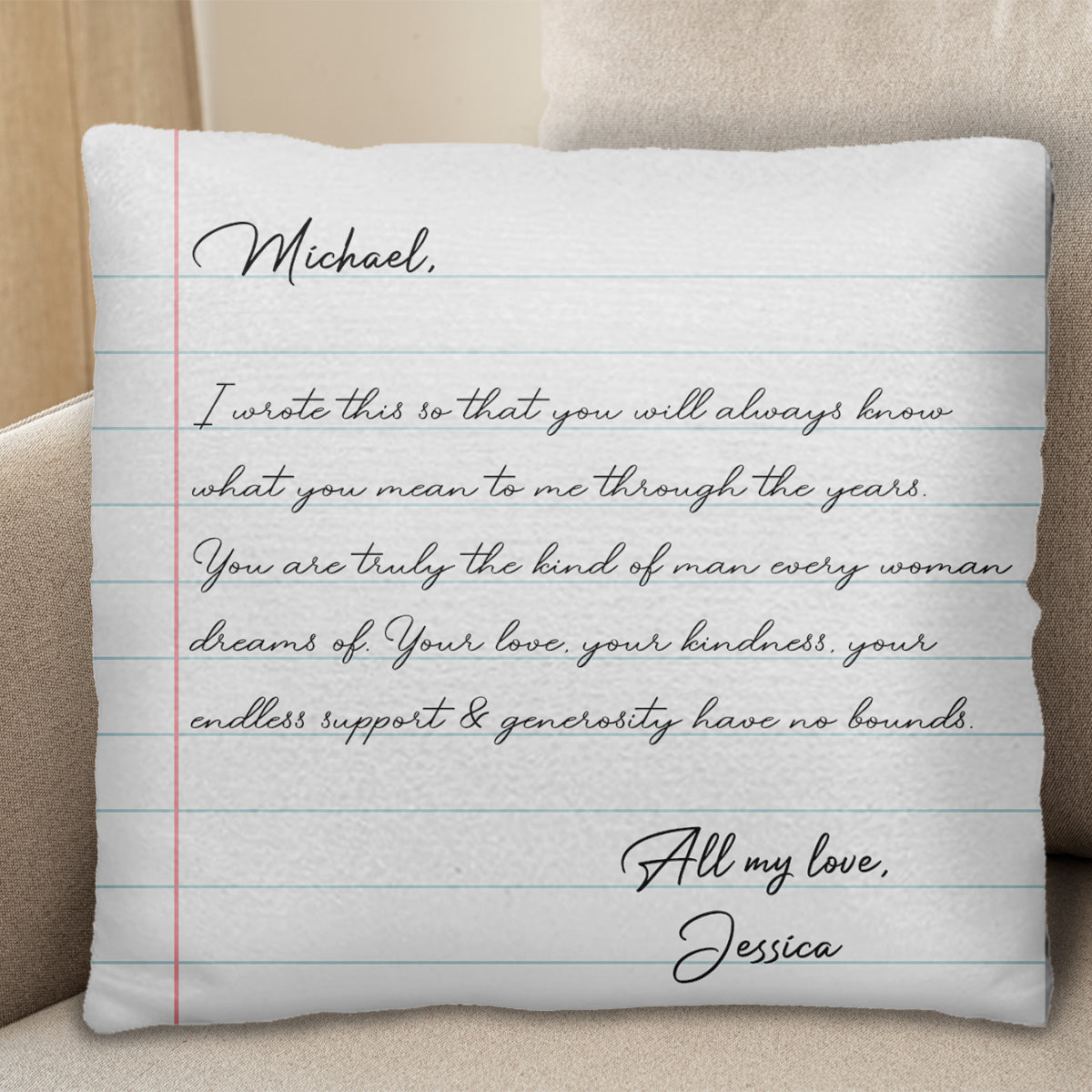 Eternal Love And Devotion Handwritten Letter Pillow