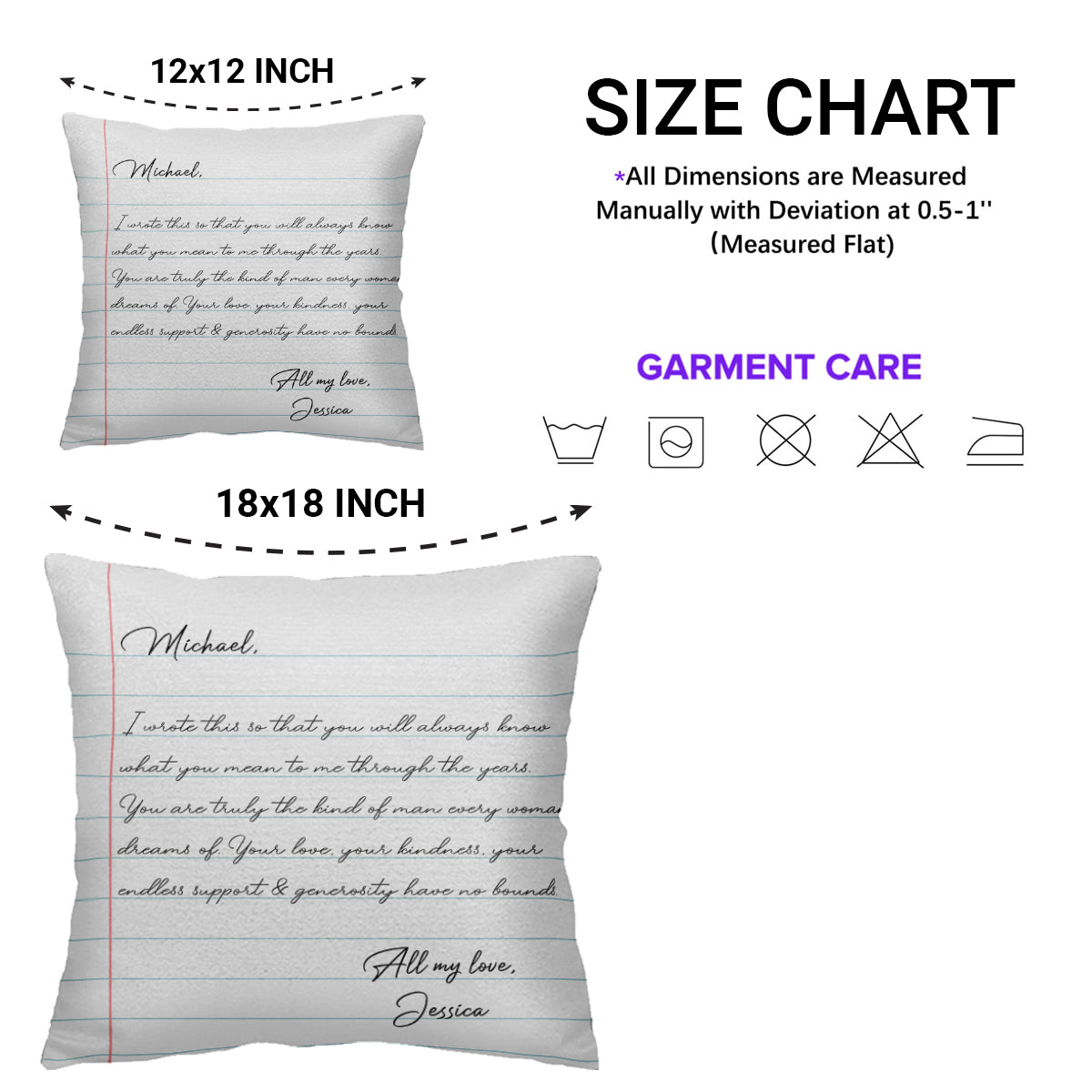 Eternal Love And Devotion Handwritten Letter Pillow