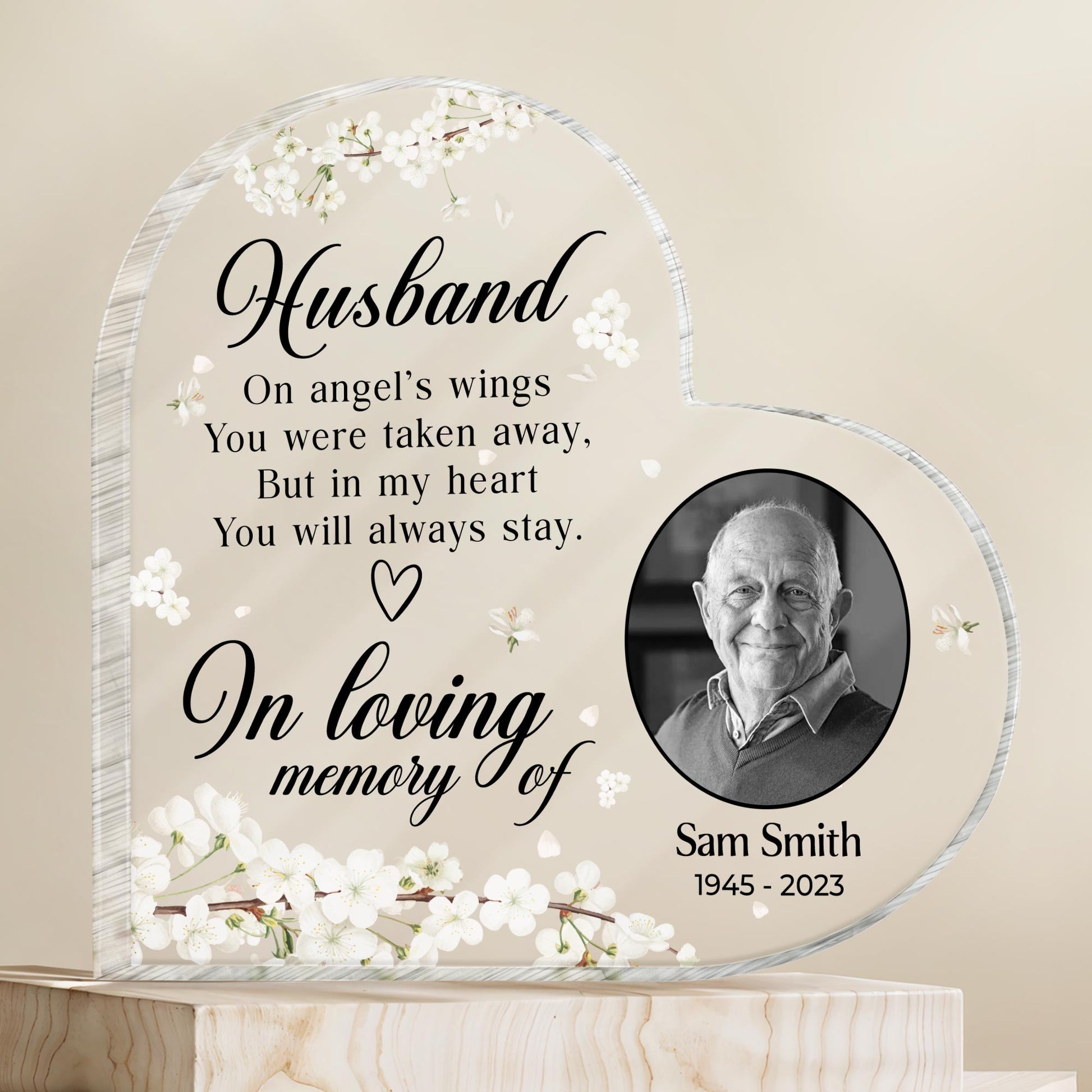 In Loving Memory Of Husband Angel Wings Heart Shaped Tribute