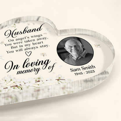 In Loving Memory Of Husband Angel Wings Heart Shaped Tribute