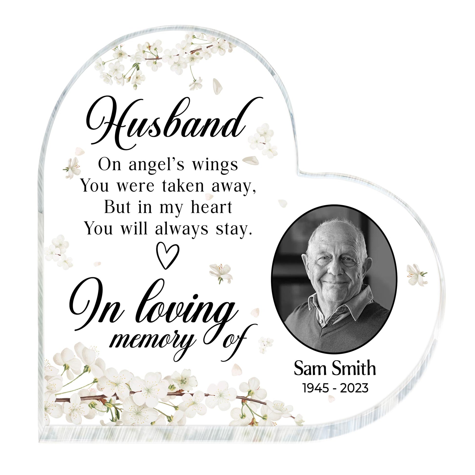 In Loving Memory Of Husband Angel Wings Heart Shaped Tribute