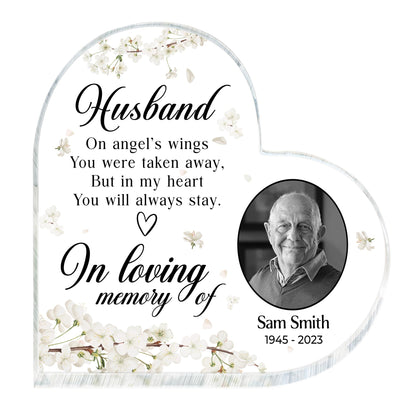 In Loving Memory Of Husband Angel Wings Heart Shaped Tribute