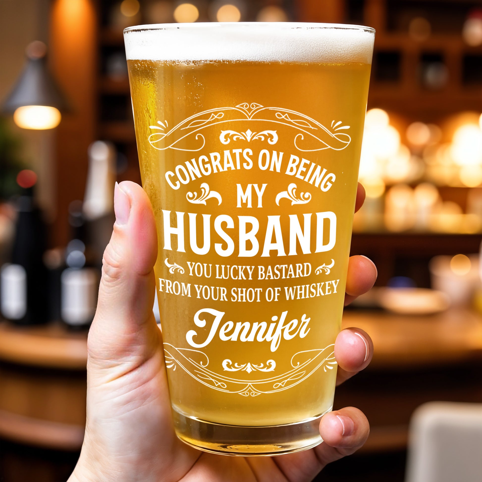 Congrats On Being My Husband With A Whiskey Shot Design