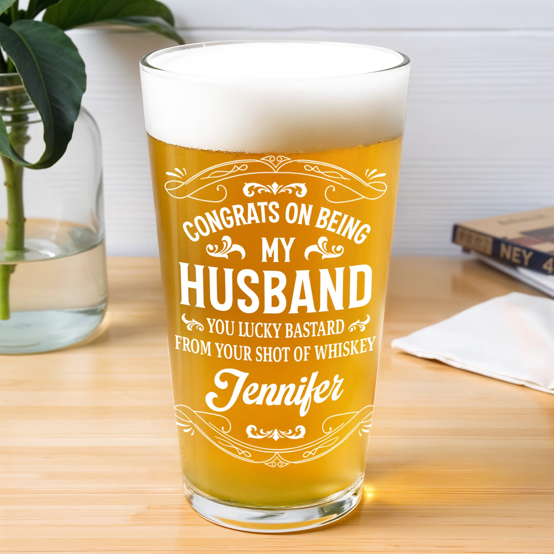 Congrats On Being My Husband With A Whiskey Shot Design