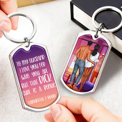 To My Husband I Love You For Who You Are, Heart and Couple - Personalized Custom Keychain - HSB032_KCH