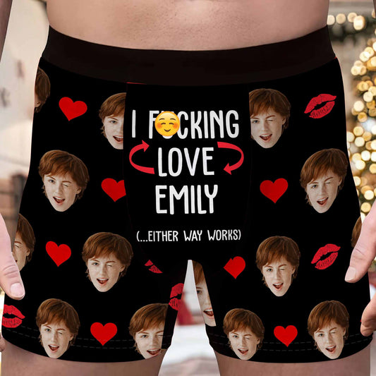 I Effing Love You, Hearts And Lips - Personalized Men's Boxer Briefs - HSB033_MENB