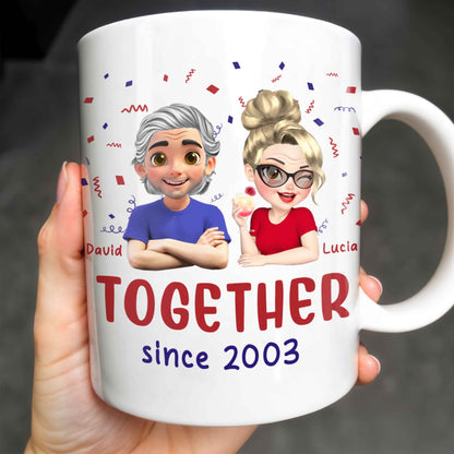Together Since 2003, Cartoon Couple and Confetti