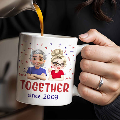 Together Since 2003, Cartoon Couple and Confetti