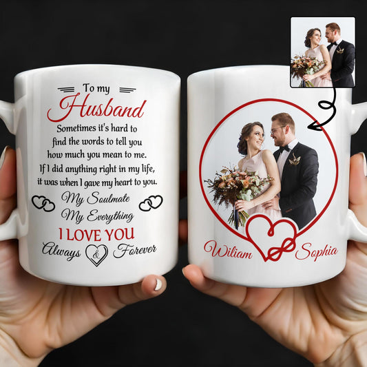 To My Husband, Sometimes It's Hard To Find The Words To Tell You, Wedding Couple and Hearts
